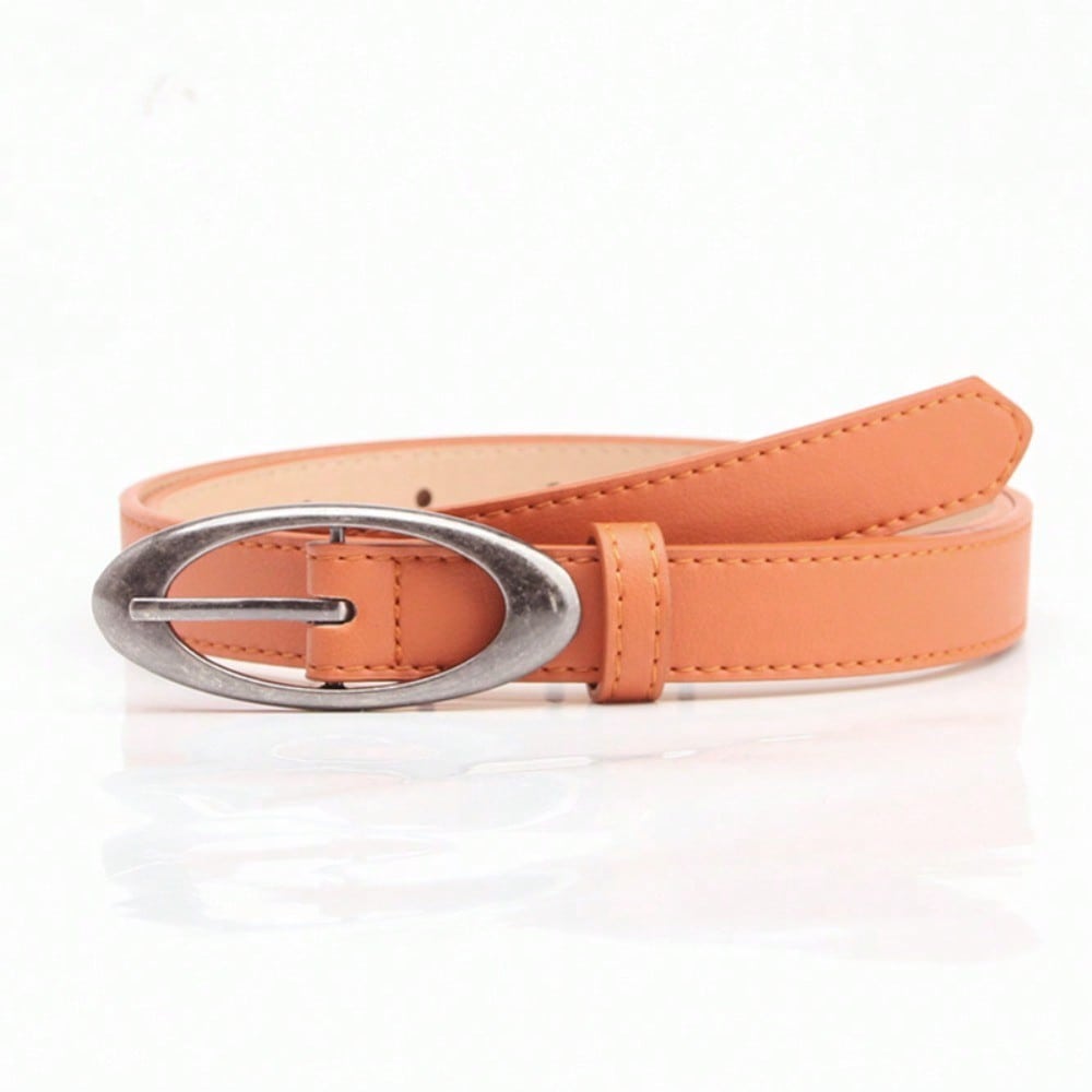 Oval Ancient Silver Alloy Buckle Belt for Women's Fashionable Personality Casual Versatile Jeans Decorative Belt
