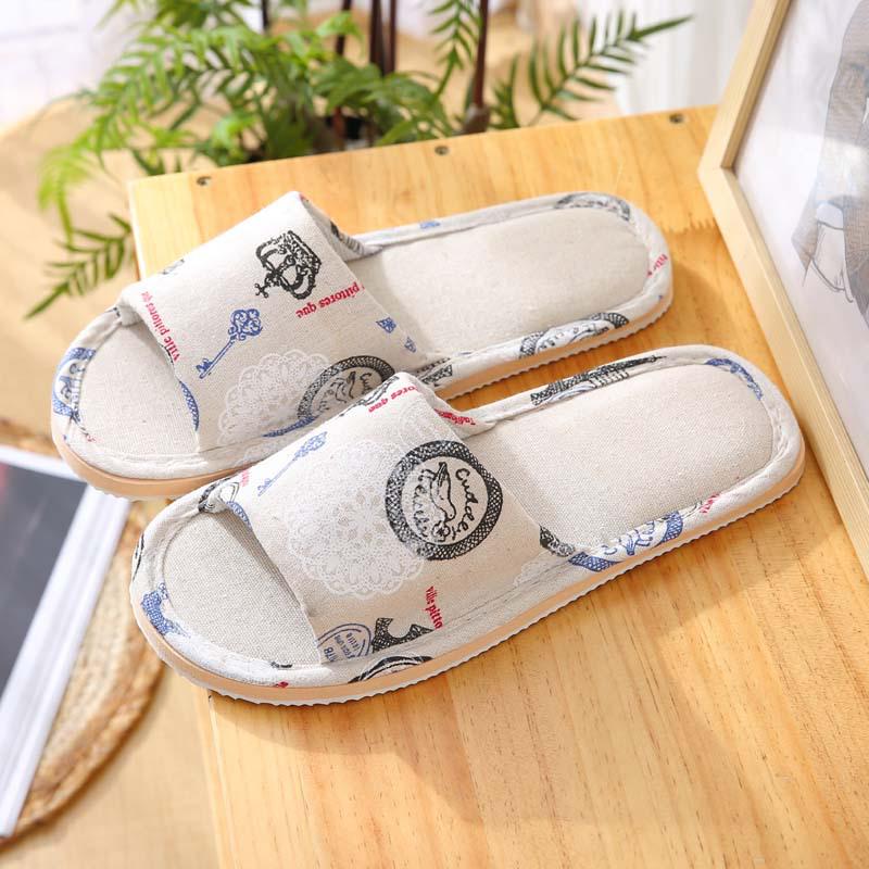 Japanese Style Women's Cotton Linen Slippers - Non-slip, Soft Sole for Indoor Use - Ideal for Summer, Spring, and Autumn.