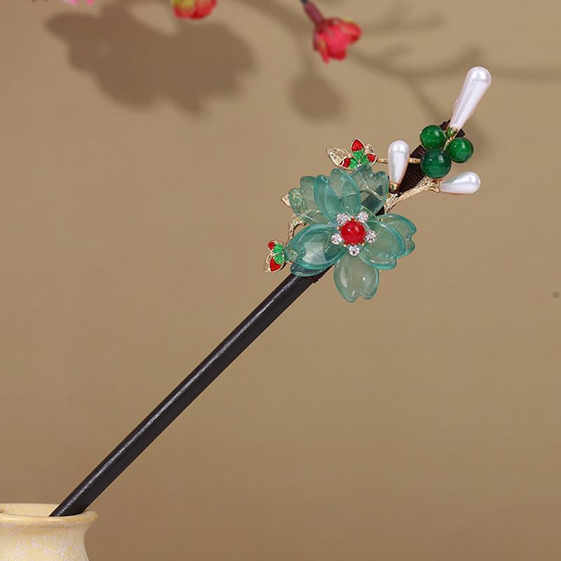 Ancient Style Ebony Imitation Wooden Tassel Hairpin - Hanfu Accessory for Women