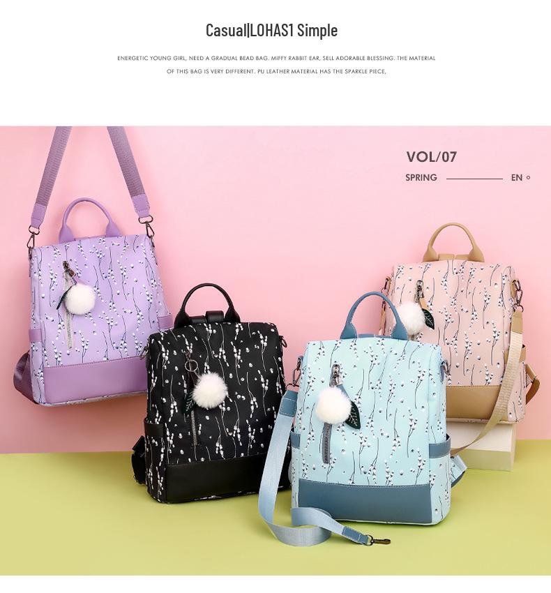 New 2025 Oxford Cloth Women’s Casual Korean Style Printed Anti-Theft Backpack