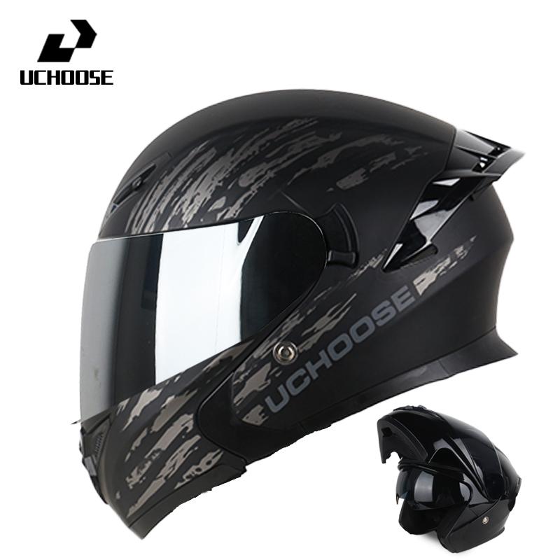 Uchoose DOT Modular Helmet Full Face Helmets Crash Motorbike Protective Gear Unisex Flip Up Helmet Motorcycle Double Sun Visor