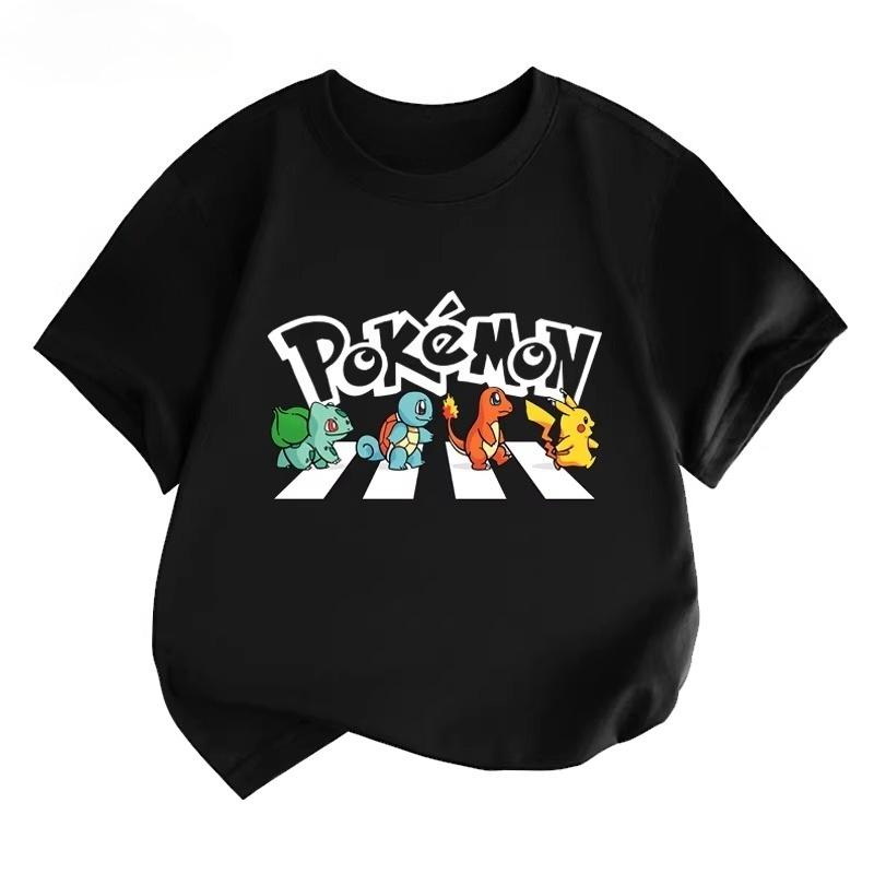Potdemiel Estate Nuova T-shirt in Puro Cotone con Stampa Pikachu per Bambini, Ragazzi e Ragazze, T-shirt per Bambini Comoda e Traspirante