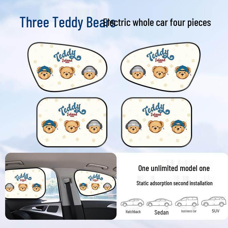 Cartoon Car Side Window Sunshade: Baby Privacy Curtain & Heat Insulation with Electrostatic Sticker