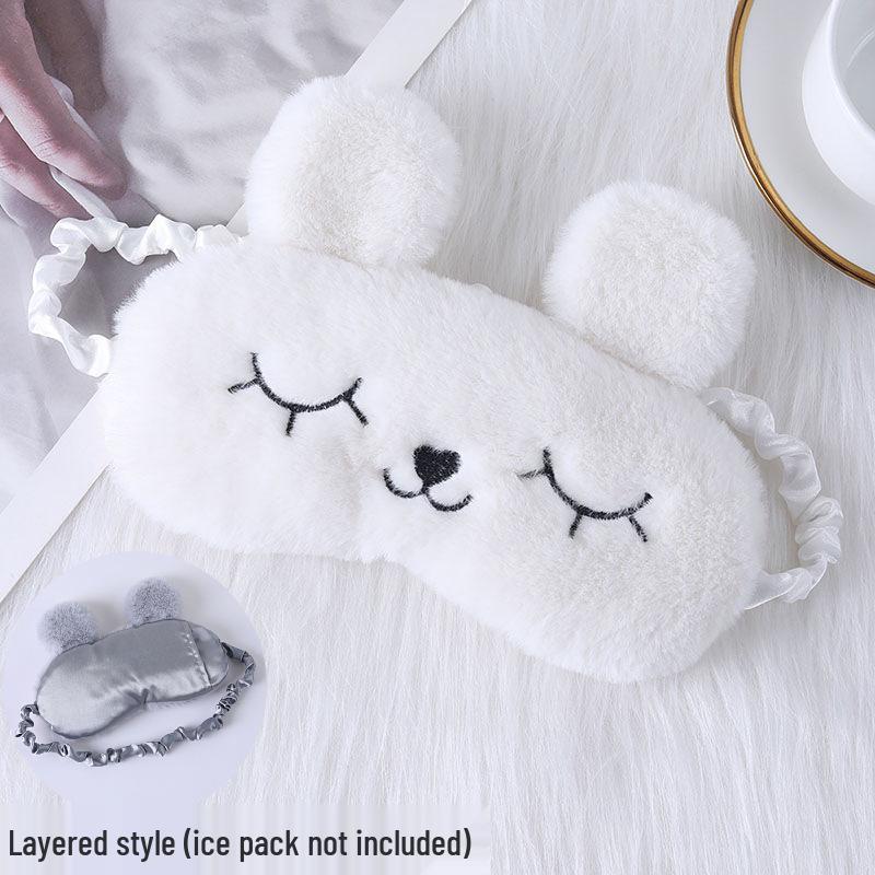 Cute Cartoon Rabbit Ears Plush Silk Eye Mask with Hot and Cold Pack - Comfortable Sleep Mask Available