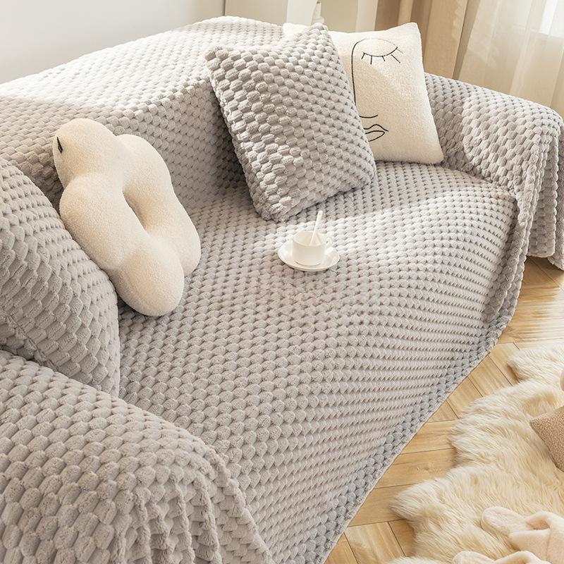 Sofa Cover Cloth Anti-Scratching Ins Style Sofa Towel Winter Plush Sofa Cover All-Inclusive Universal Sofa Cover Full Covered