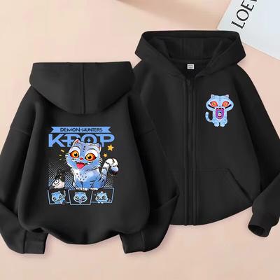 Kpop Demon Hunters Hoodie Children Clothes Kid Autumn Long Sleeve Sweatshirt Zipper Hoody Top