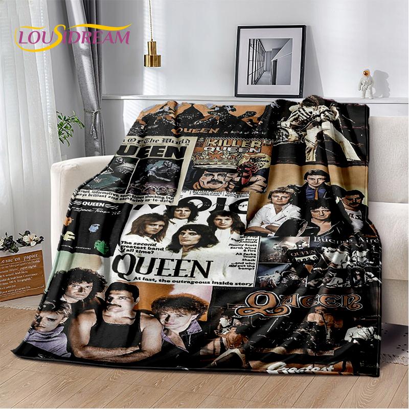 2025 Classics Queen-Rock-Band Freddie Blanket,Soft Throw Blanket for Home Bedroom Bed Sofa Picnic Travel Office Cover Gifts Kids