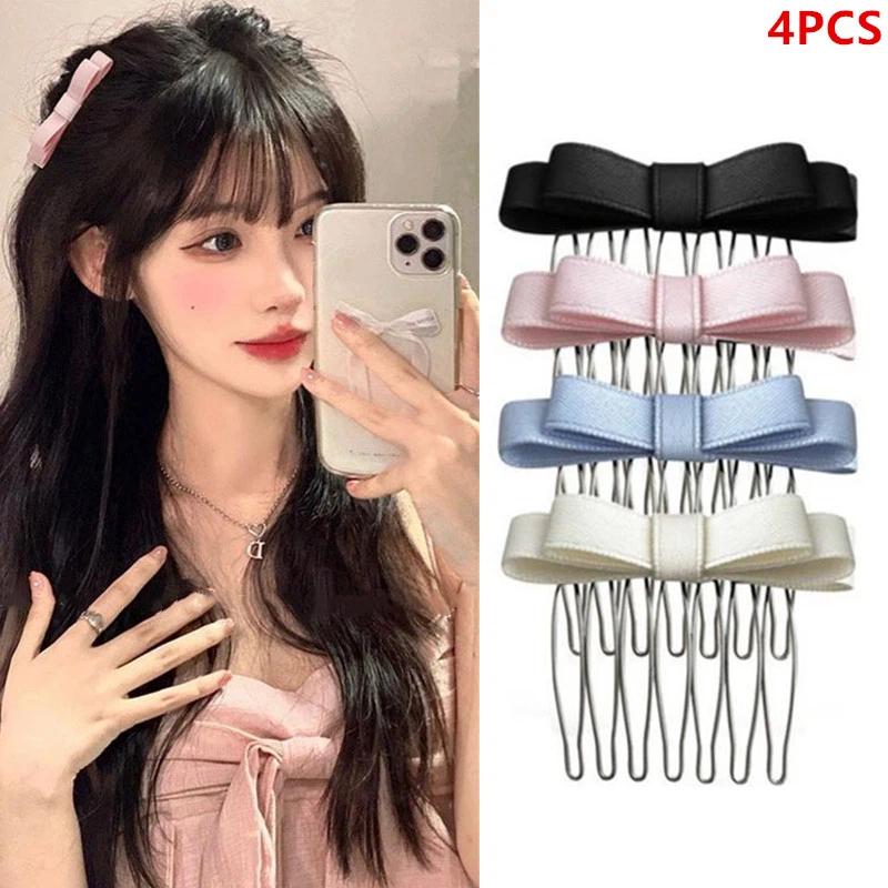 4Pcs Bow Hair Claws Combs Hairpins Set Non-slip No Scratch DIY Jewelry Making Supplies for Women Party Hair Styling