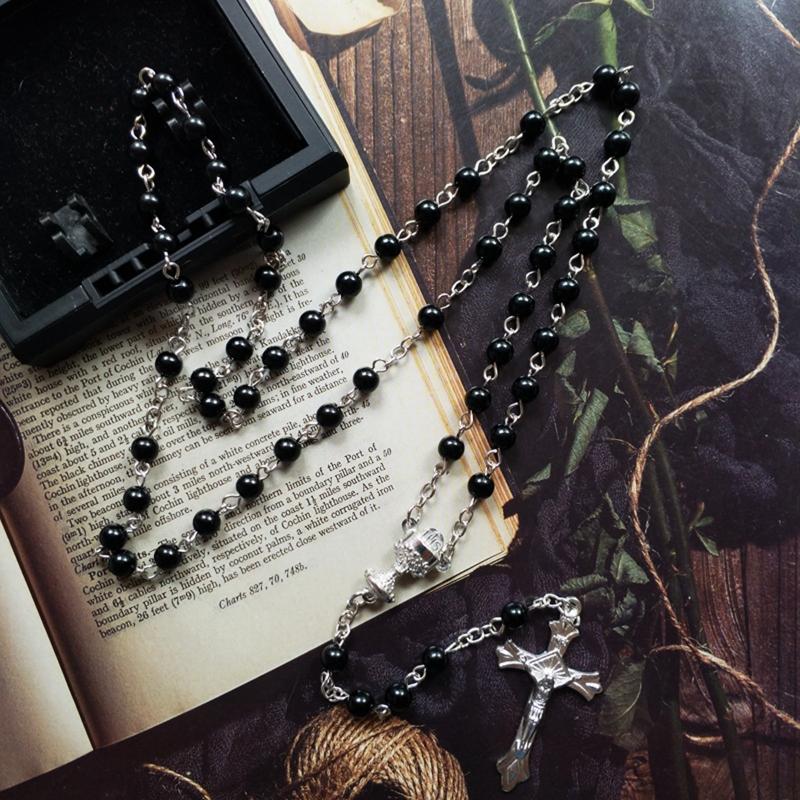 Religion for Cross Rosary Rosary Necklace Holy Jesus Figure Jewelry for Birthday Wedding Festival Party Decoration