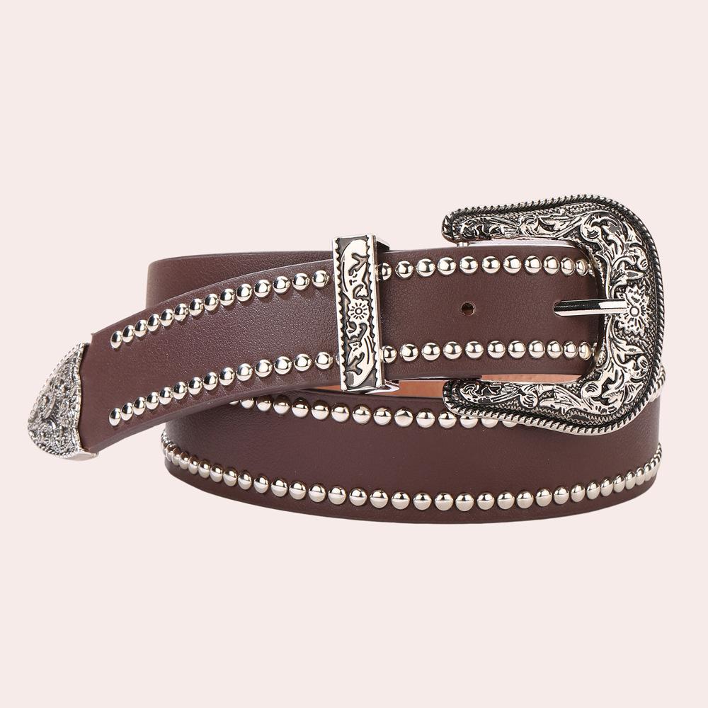Punk Style Trend Willow Nail Belt Women'S Personality Simple High-End Decorative Belt Jeans Belt