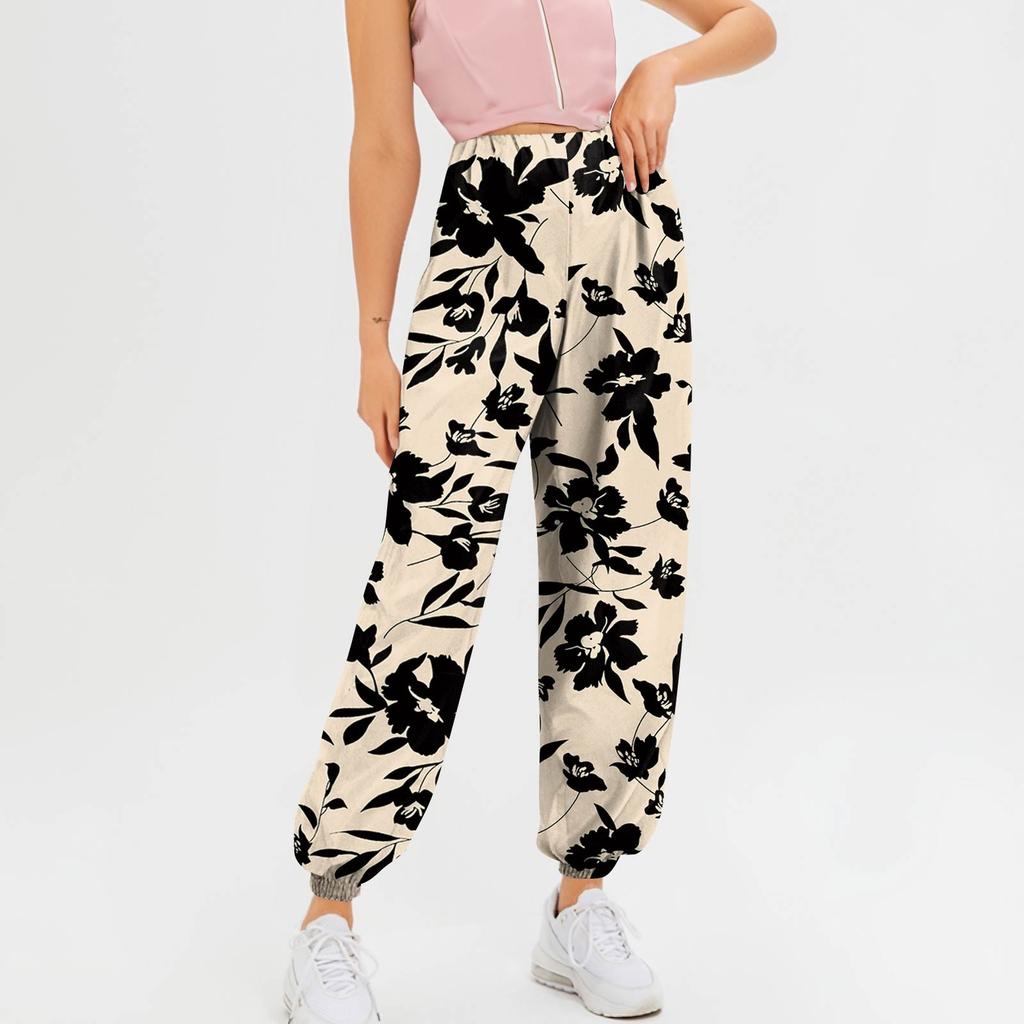 Women's Casual Fashion Print Straight Leg Pants Pants With Pockets