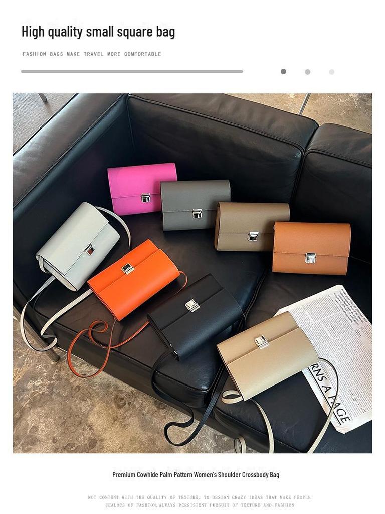 Geantă de umăr mică tip messenger din piele de vacă pentru femei, cu model palmier