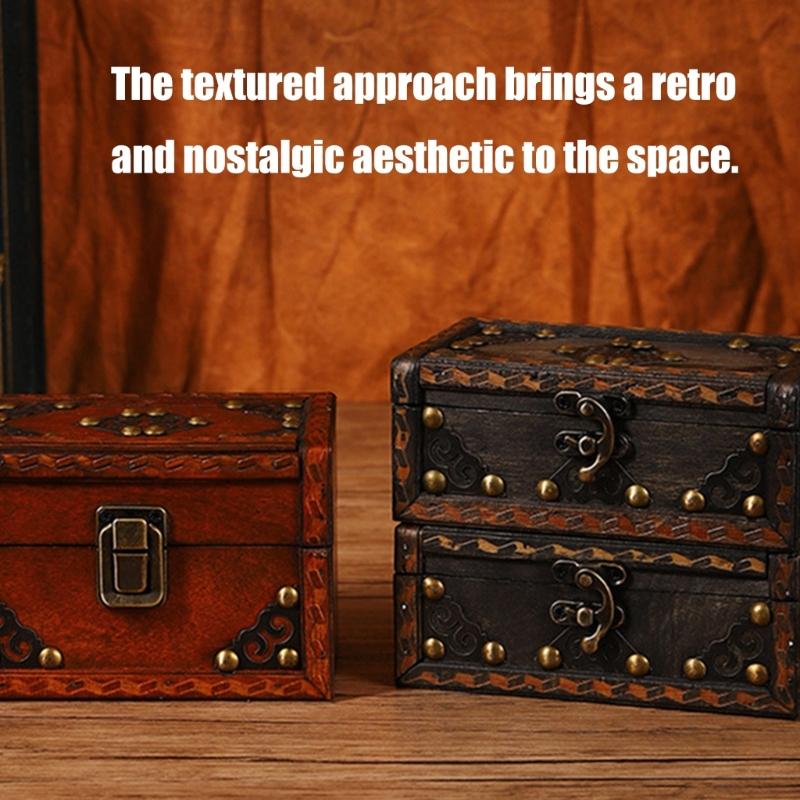 Wood Jewelry Box Organizers With Antique Metal Accent for Home Decoration Gift Storage and Display
