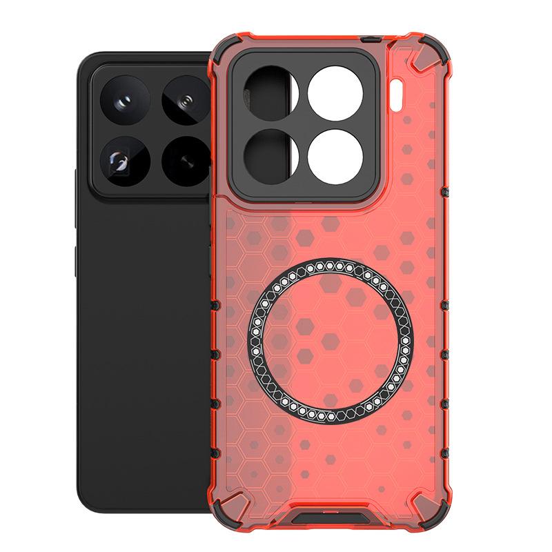 Applicable to Xiaomi 15TPro Honeycomb Magnetic Mobile Phone Case Xiaomi 15Pro Airbag Xiaomi 14T Anti-drop Protective Case