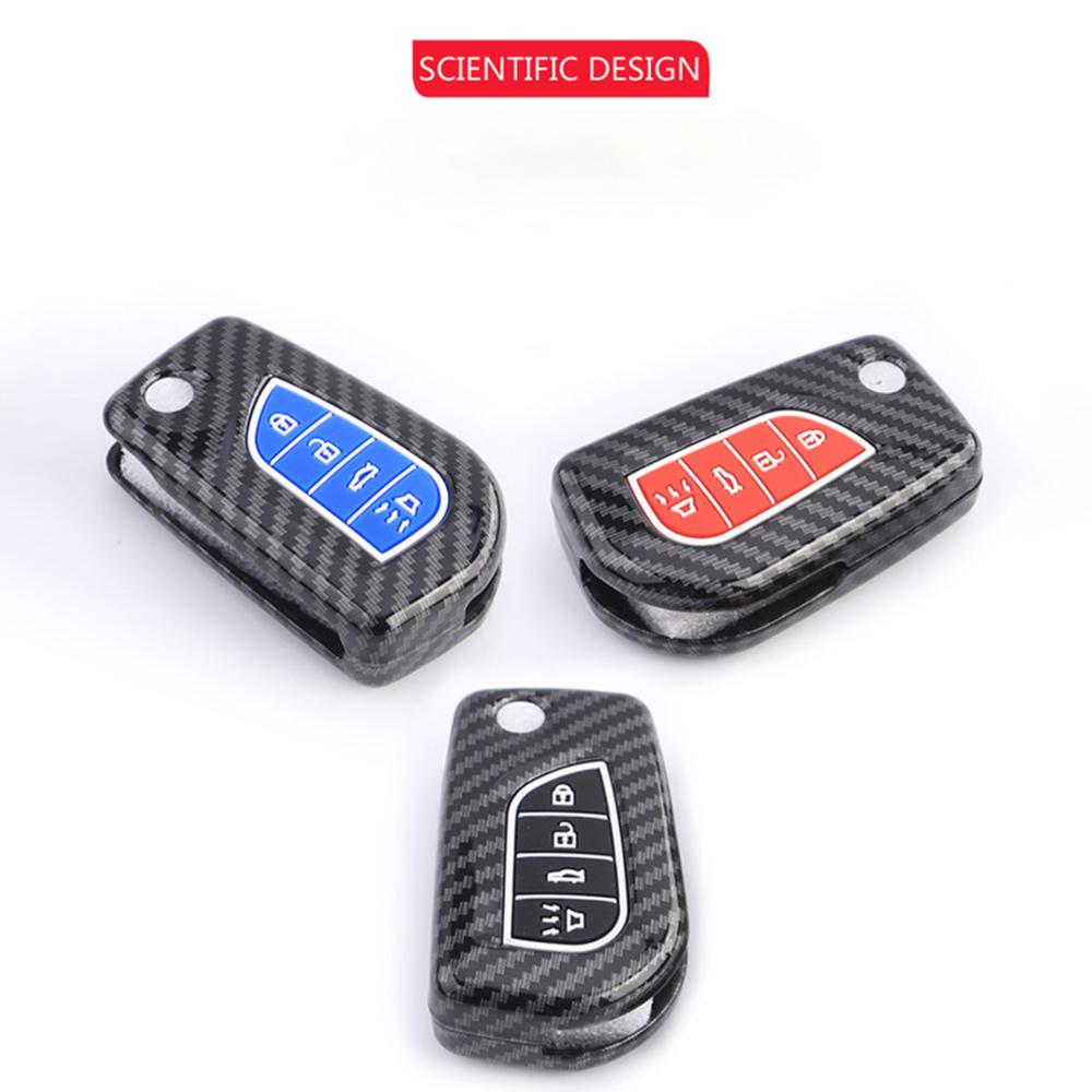 ABS Carbon 2 3 4 Buttons Car Key Case Cover For Toyota Hilux Corolla Avensis Prado Fortuner RAV4 CHR Shell Accessories