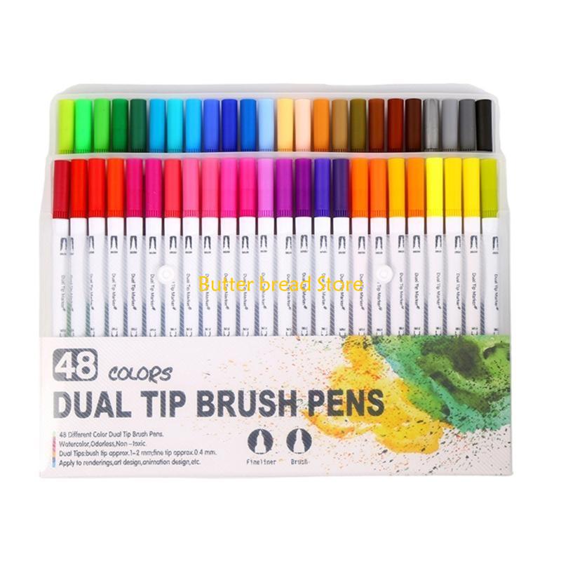 W89C 36/48/60/72/100 Colors Double Ends Brush Pen Marker Set Felt Tip Pen Watercolor Pen for Colouring Books