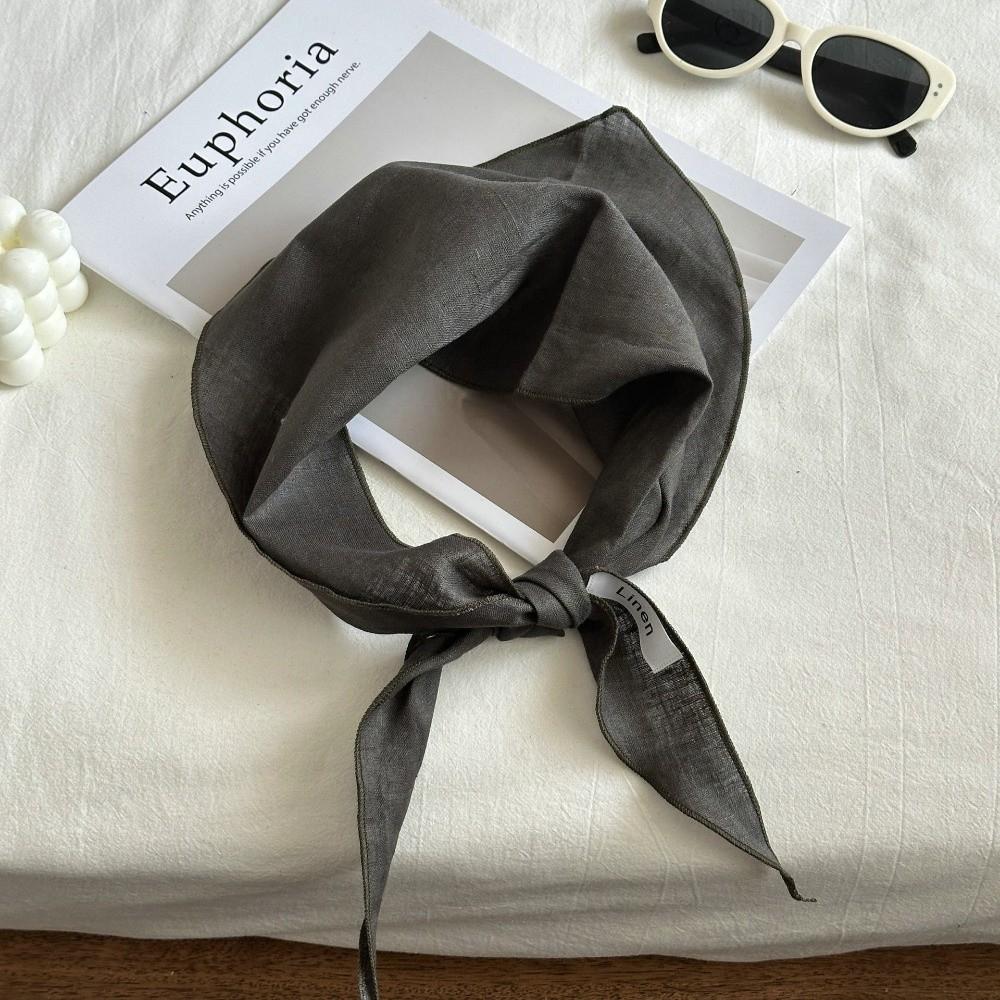 

Fashion Solid Color Linen Scarf Breathable Thin Fabric Headscarf Comfortable Feel Triangle Scarf Vacation Use