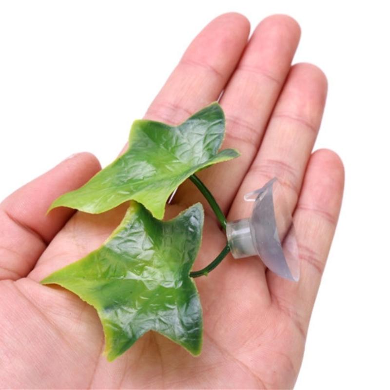 1Pcs Fish Tank Fake Plants Decoration Green Leaf Hammock For Betta Fish Stress-Reducing Aquarium Decor With Suction Cup