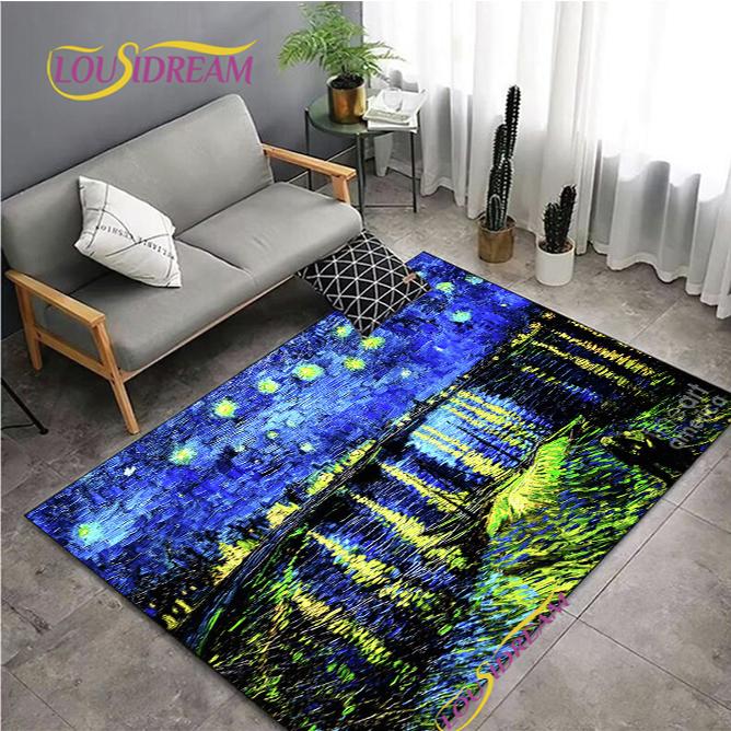 Fashion Van Gogh Art Carpet for Living Room Bedroom Rugs Kitchen Kids Door Un-slip Floor Mats Alfombra Birthday gift Poster Mat