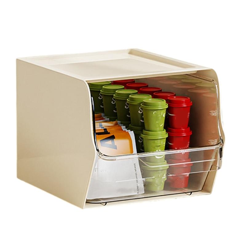Stackable Teabag Storage Organizers With Slanted Drawer Large Capacity Wall Mountable Kitchen Countertop Space Saving белый