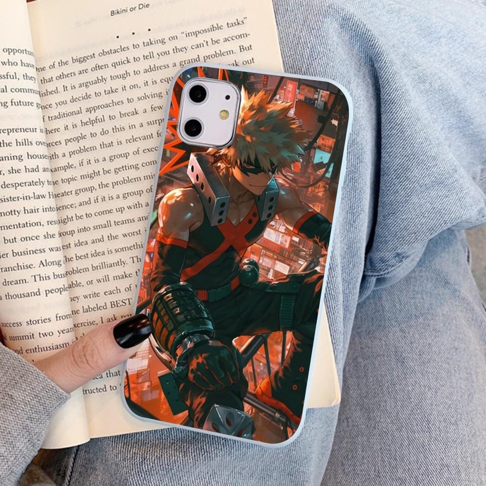 Cartoon B-Bakugo K-Katsuki Phone Case For IPhone 14 11 12 13 Mini Pro Xs Max 8 7 6 6S Plus X XR Solid Candy Color Case