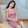 Simulated Silk Nightdress Sexy Fun Pajamas Lace Slim Skirt Solid Color Home Wear