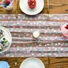 Artoid Mode Blue Polka Dots Pink Gauze Table Runner 120 Inch 10FT, Seasonal Sheer Dining Holiday Wedding Birthday Baby Shower Table Decor for Home