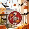 Transparent Stained Glass Halloween Acrylic Puzzle Decor, 2D Ghost Pumpkin Skeleton Hanging Sign, Faux Holiday Spooky Decorations for Party