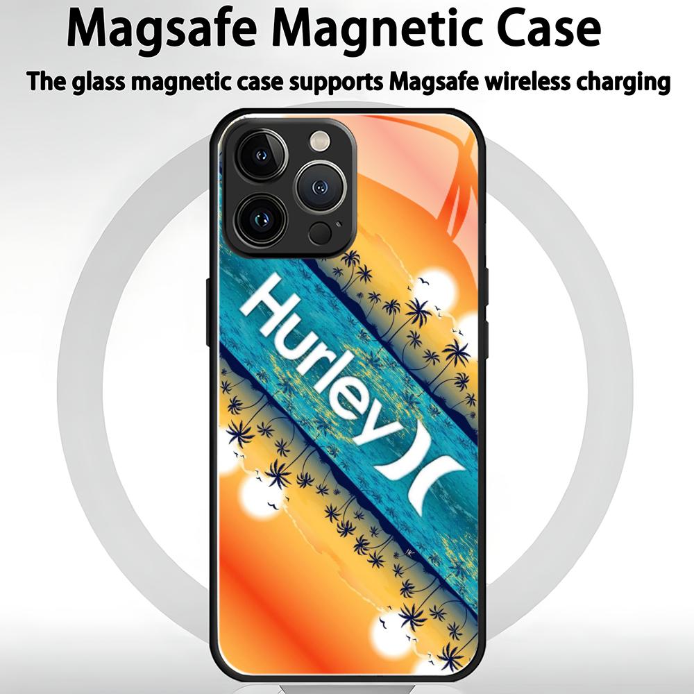 Hot Brand Hurley Phone Case For iPhone 17 air 16 e 15 14 13 12 11 Plus Mini Pro Max Glass Magnetic Case