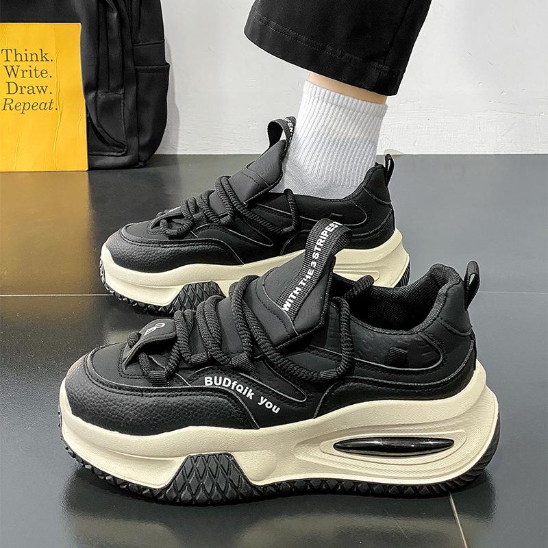 

Модные кроссовки на вулканизированной платформе для мужчин, корейская повседневная обувь для мужчин, уличный стиль, массивные социальные мужские кроссовки, обувь для мужчин в стиле панк 41 чёрный