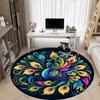 Tapis rond à motif plumes de paon (1 pièce), idéal pour le bureau, la chambre ou le salon. Décoration intérieure disponible en plusieurs tailles.