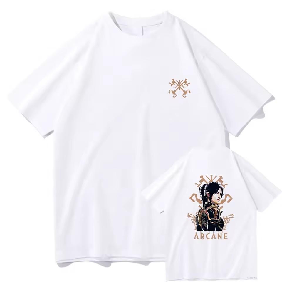 Arcane T shirt Caitlyn Kiramman T-shirts O-Neck Unisex Fashion Fans Short Sleeve Shirts Gift Vintage Streetwear Tops