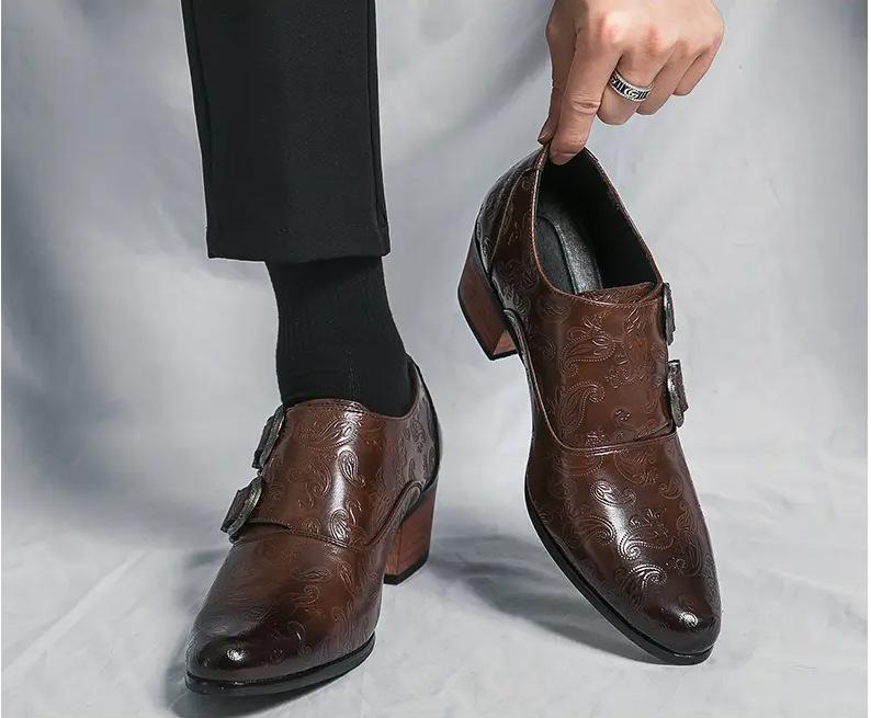 

Мужская обувь остроносые кожаные туфли мужские деловые повседневные туфли большого размера на высоком каблуке с увеличением роста мужские ботинки свадебная обувь жениха 46 коричневый
