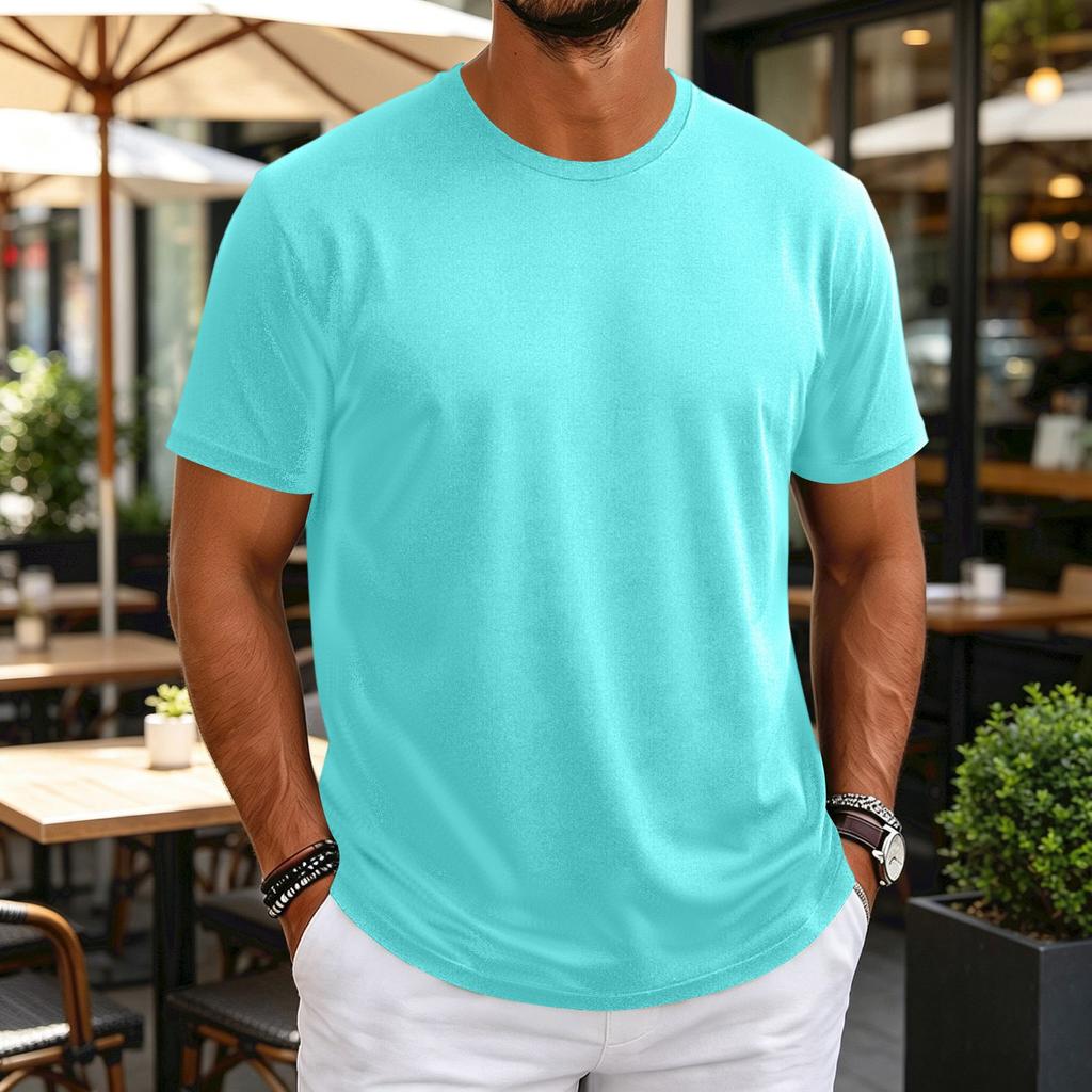 T-shirt da uomo girocollo a maniche corte, sottile, traspirante, elasticizzata, strato base per allenamento fitness