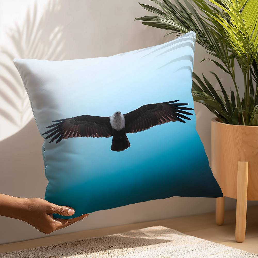Blue Ocean Eagles Shark Angle Pillow Case Sofa Decorative Home Double-sided Printing Short Plush Cushion Pillow Cover Gift
