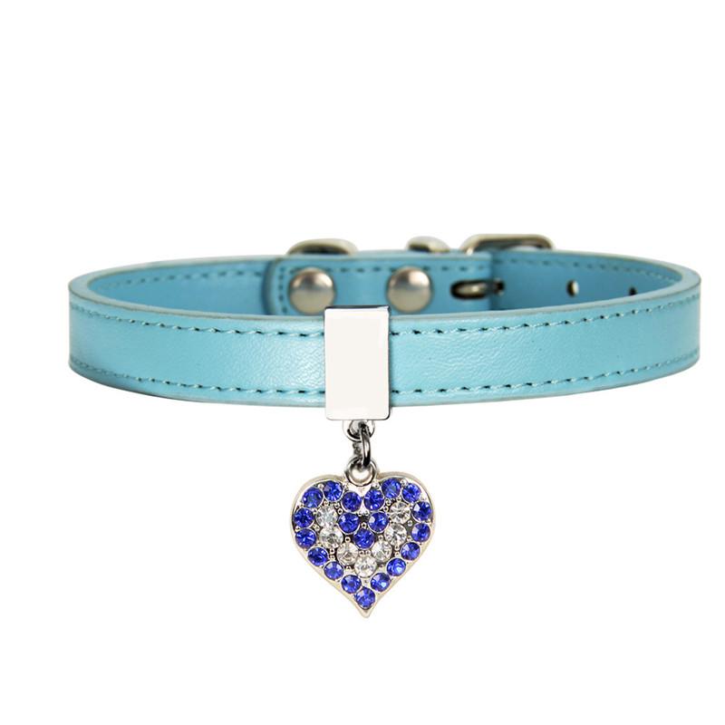Neues Leder Hundehalsband Verstellbar Herzanhänger Hundehalsband Prinzessin Welpe Katze Halskette Riemen für Kleine Mittlere Hunde Haustierbedarf