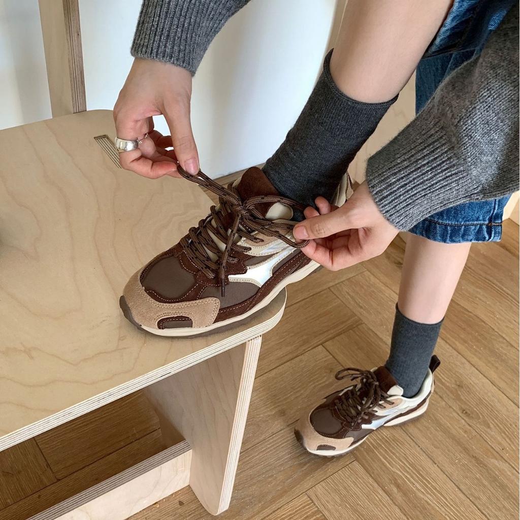 2025 new leopard print round head platform lace-up casual sports style women's single shoes mountaineering dad shoes running shoes