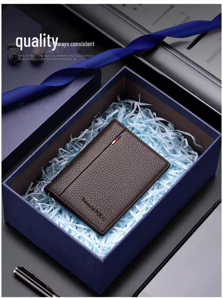 Bozton Paul Men's Ultra-Thin Genuine Leather Card and ID Wallet