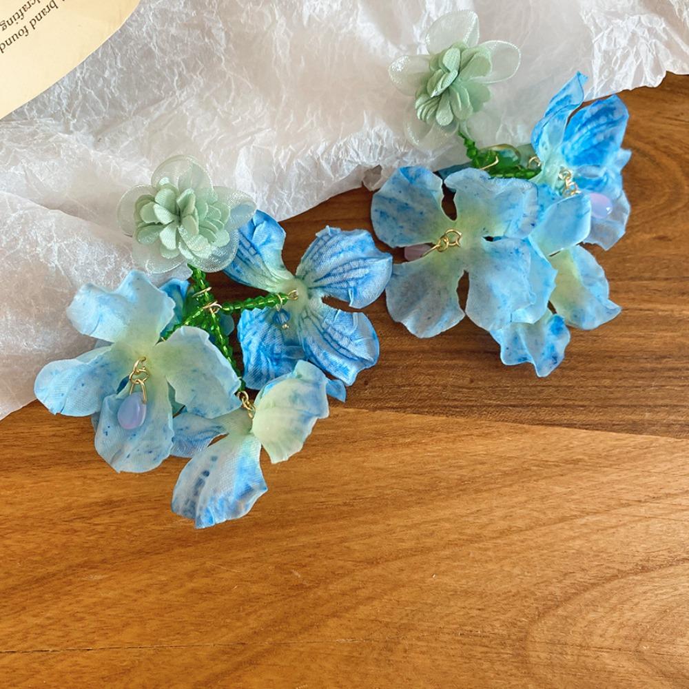 Beach Jewelry Simulated Flower Drop Earrings Silver Needle Vacation Style Earrings Wedding