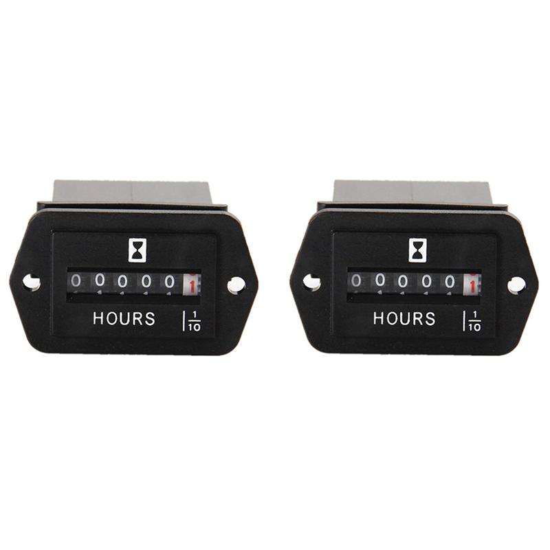 AB34-2X DC 6-80V Mechanical Hour Meter - Hourmeter For Engine Generator Boat Automobiles Motorcross Motor Truck Tractor
