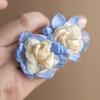 Camellia Bloom Fabric Flower Earring: Mori Style Mosquito Coil Ear Clip for Women