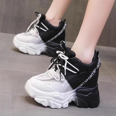 Scarpe da ginnastica con plateau bianche e nere di lusso da donna, scarpe casual da donna, scarpe con plateau, scarpe con plateau, scarpe da donna, scarpe con plateau, scarpe da donna