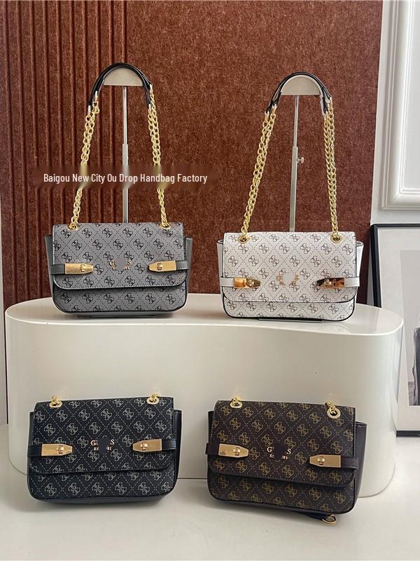 2025 European & American Retro Print Chain Shoulder Bag: New Light Luxury Women's Crossbody & Commuter Underarm Bag