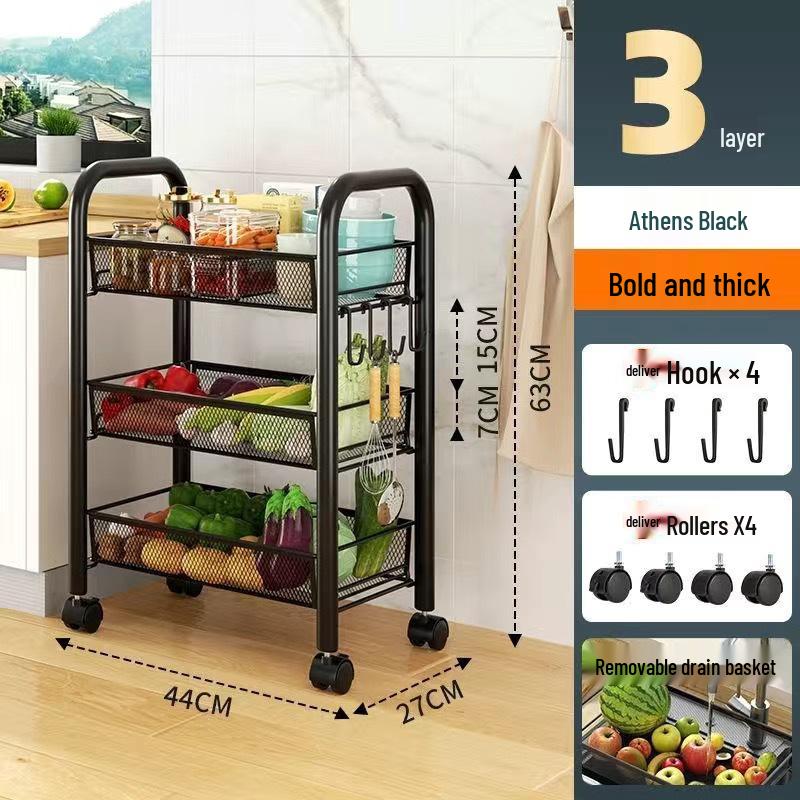 Mehrschichtiges mobiles Lagerregal für Küche, Schlafzimmer und Badezimmer