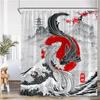 Japanese Style Shower Curtain Koi Fish Cherry Blossom Sun Sea Wave Octopus Landscape Polyester Fabric Curtains Bathroom Decor