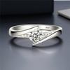Cute Female White Zircon Round Stone Ring Silver Color Engagement Charm Wedding  For Women