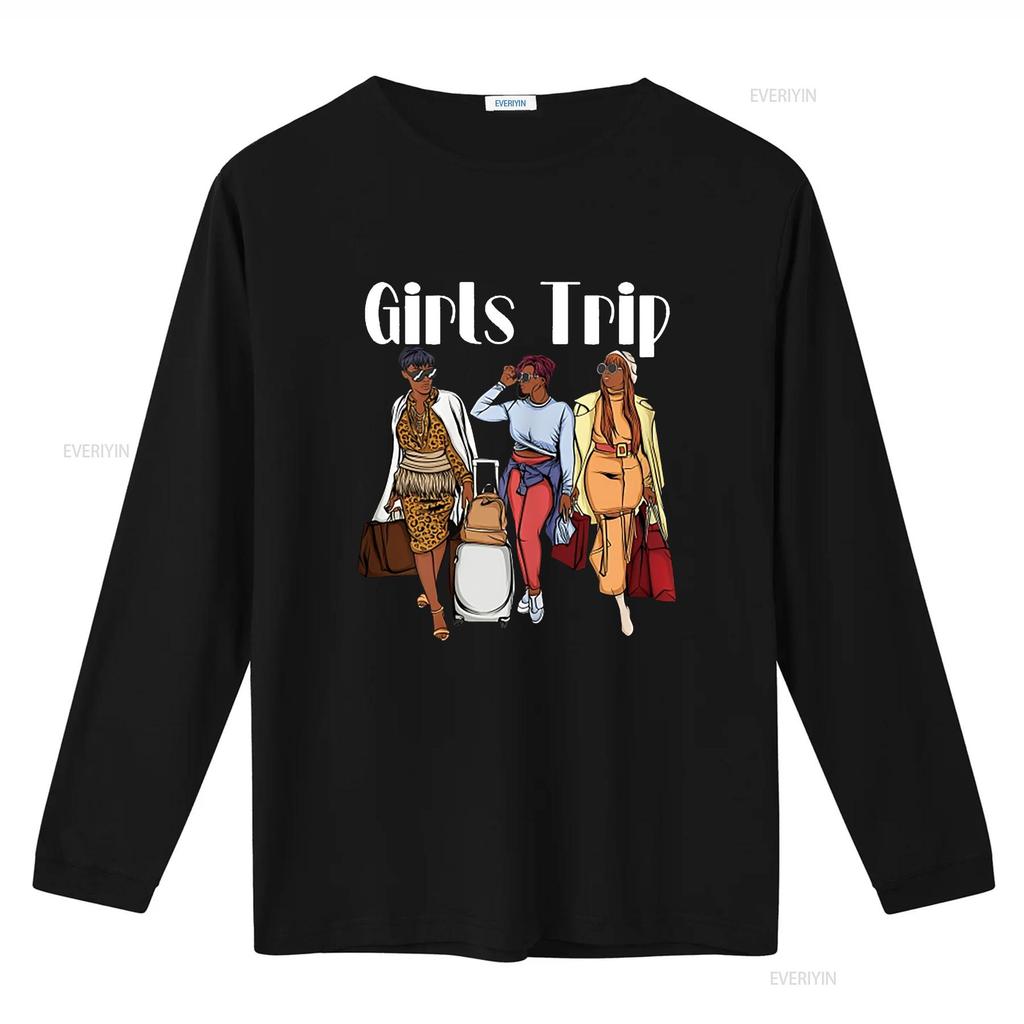 Girls Trip 2023 For Black Party Women on Vacation T Shirt vintage Washed Top For Everyday Wear Slightly Stylish Soft streetwear