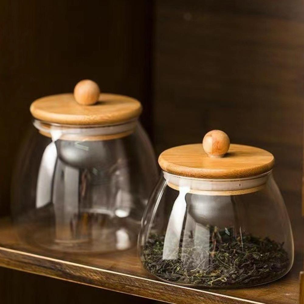 Transparent Airtight Glass Containers Moisture Proof Tea Storage Jar Coffee Bean Seasoning