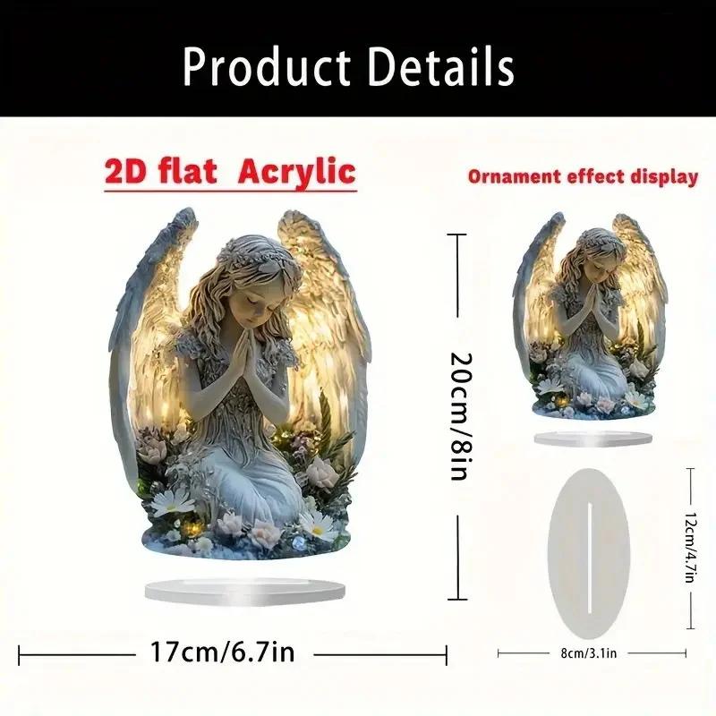 

2D Flat Praying Angel Christmas Nativity Scene Figurine, Home Office Fireplace Decor for Xmas, Holiday Ornament