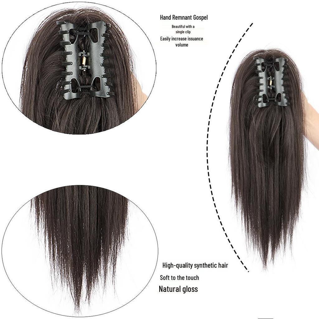 Women's Cross-Border Claw Clip Waterfall Ponytail Wig, 35cm, Volume-Boost High Crown